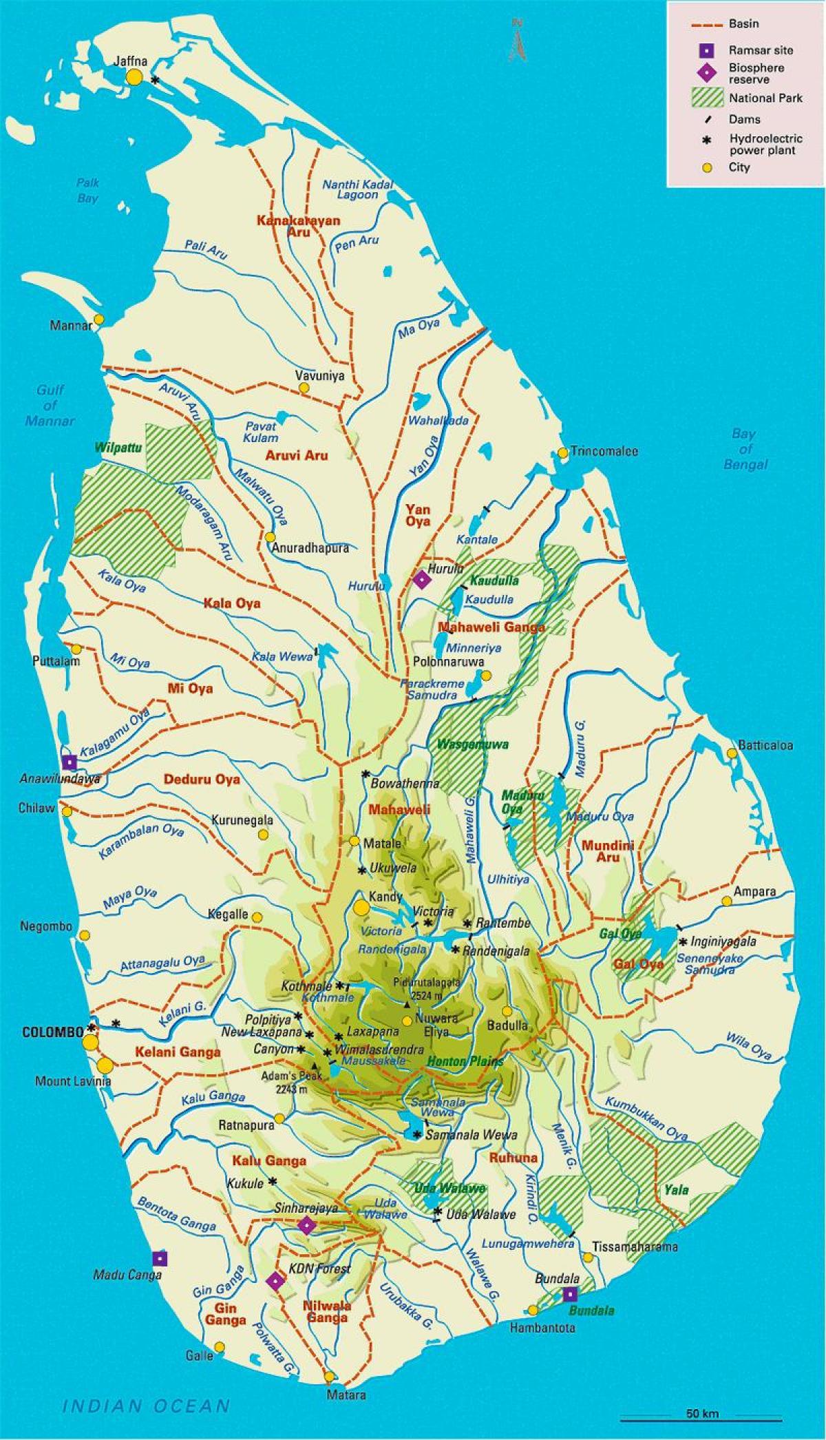 Шри Ланкийн голууд газрын зураг тамил