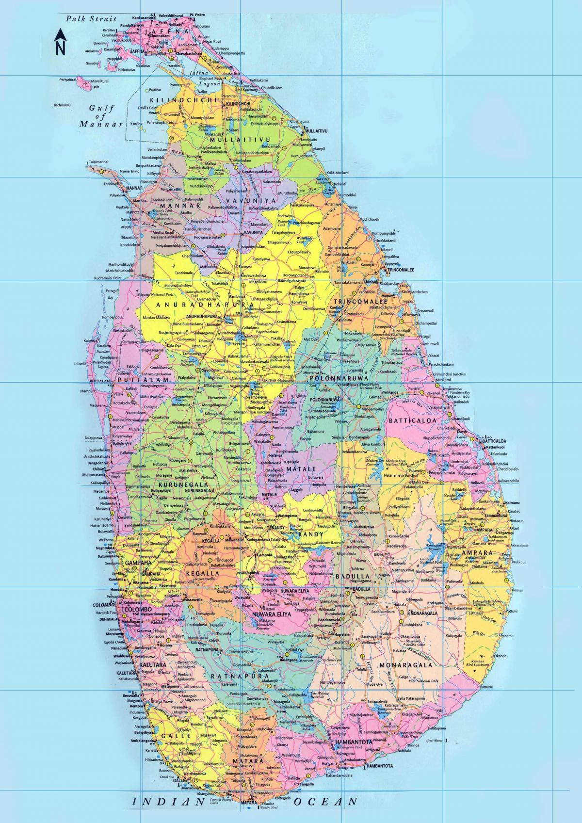 нарийвчилсан газрын зураг, Шри Ланка зам