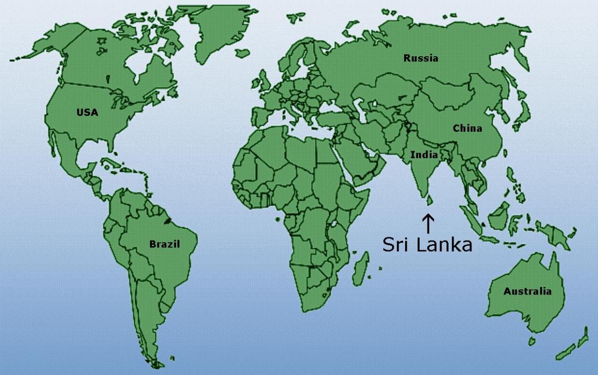 дэлхийн газрын зураг харагдаж байгаа Шри Ланка