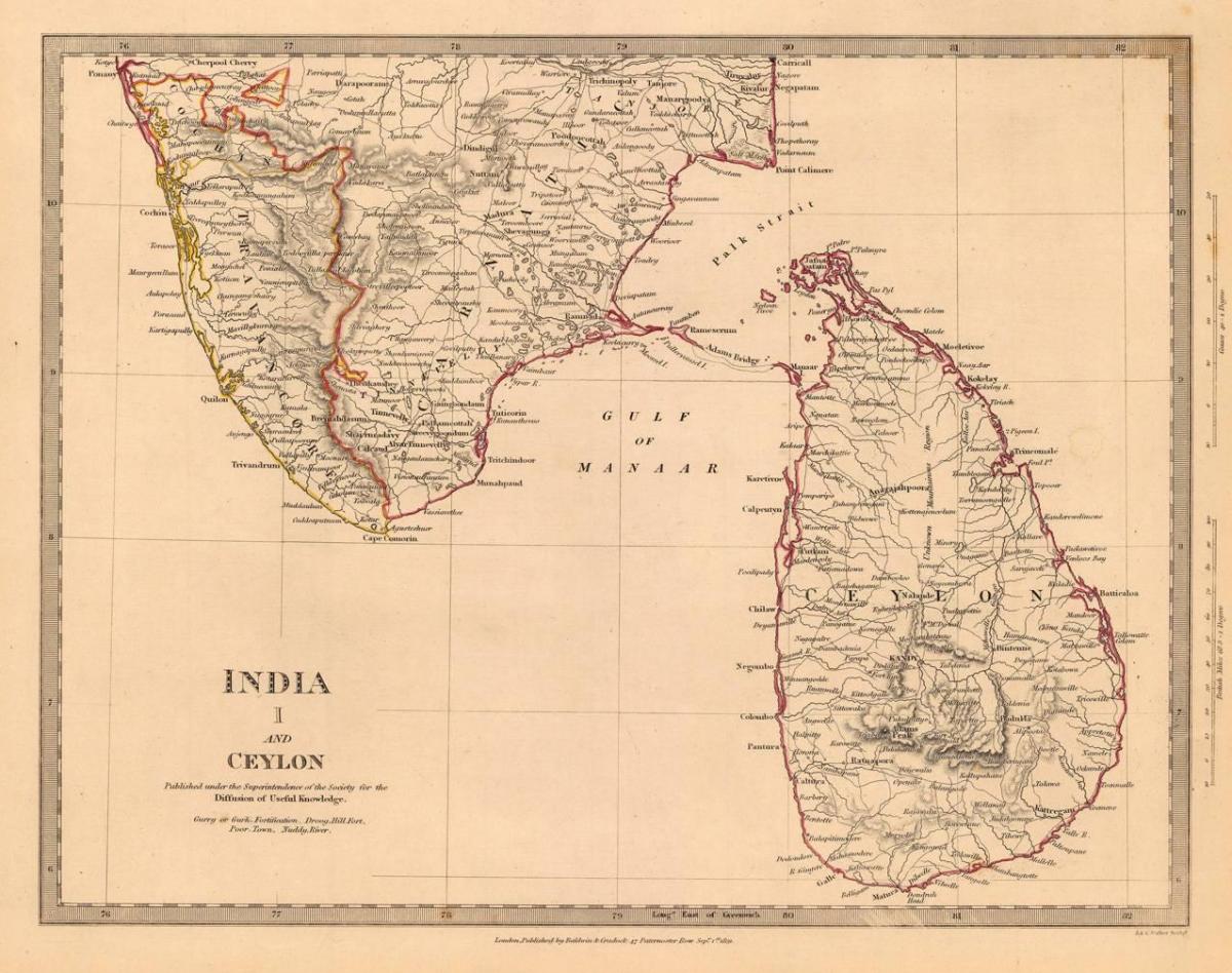 хуучин Цейлон газрын зураг